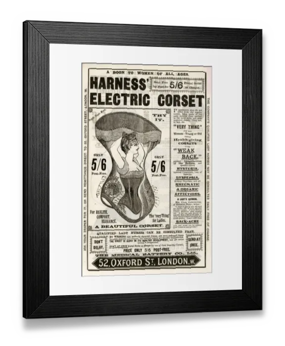 Framed Print : Harness electric corset - a boon to women of all ages Framed Print : Harness electric corset - a boon to women of all ages