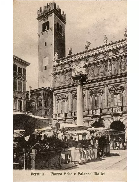 Verona, Italy - Piazza Erbe and Palazzo Maffei