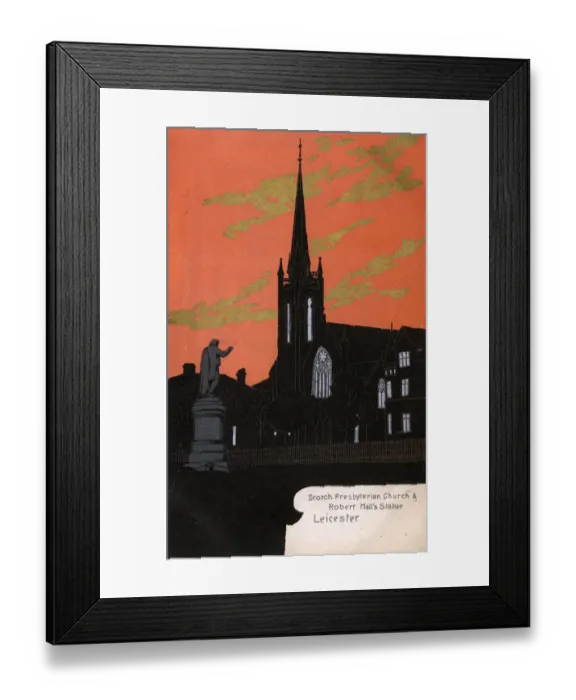 Framed Print : Leicester - Presbyterian Church and Robert Hall Statue