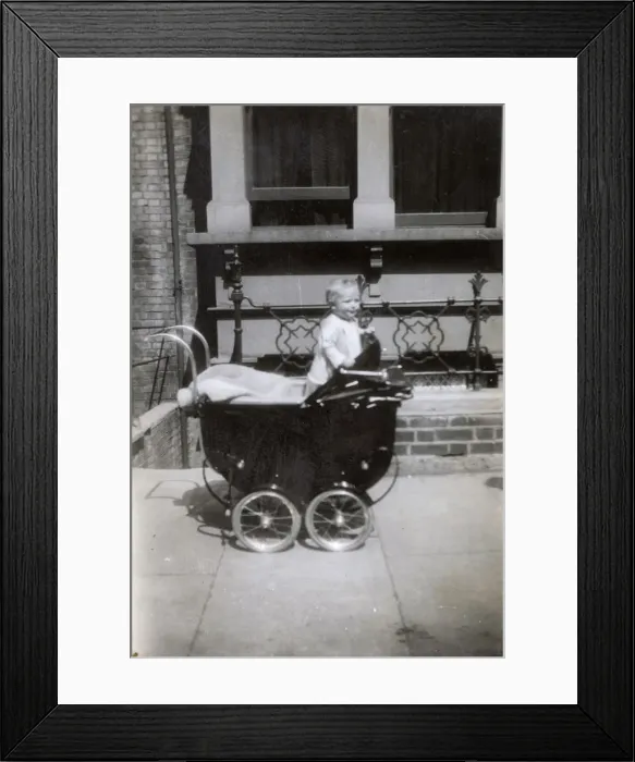 Framed Print : Baby in a fine perambulator Framed Print : Baby in a fine perambulator