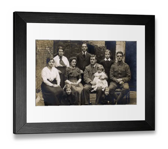 Framed Print : Family Group Portrait Photograph - Eight Children Framed Print : Family Group Portrait Photograph - Eight Children