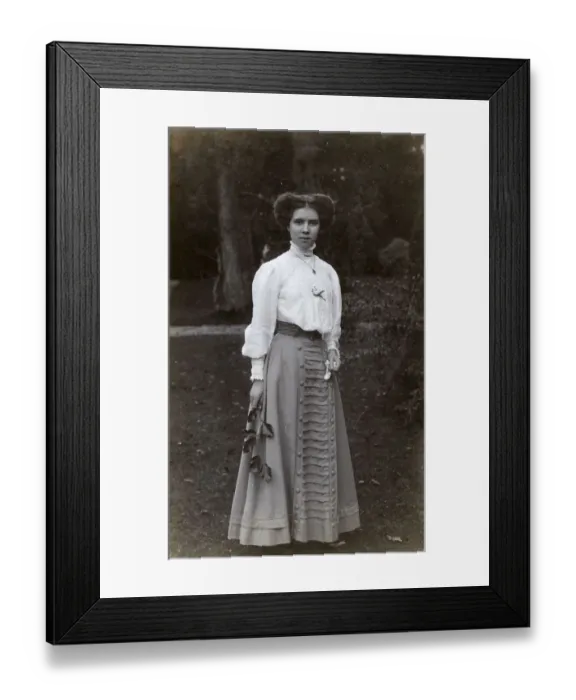Framed Print : Girl wearing high-quality skirt with remarkable hairstyle