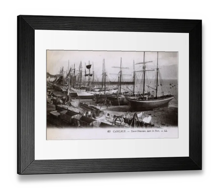 Framed Print : Cancale, Brittany, France - Newfoundlanders in the port Framed Print : Cancale, Brittany, France - Newfoundlanders in the port