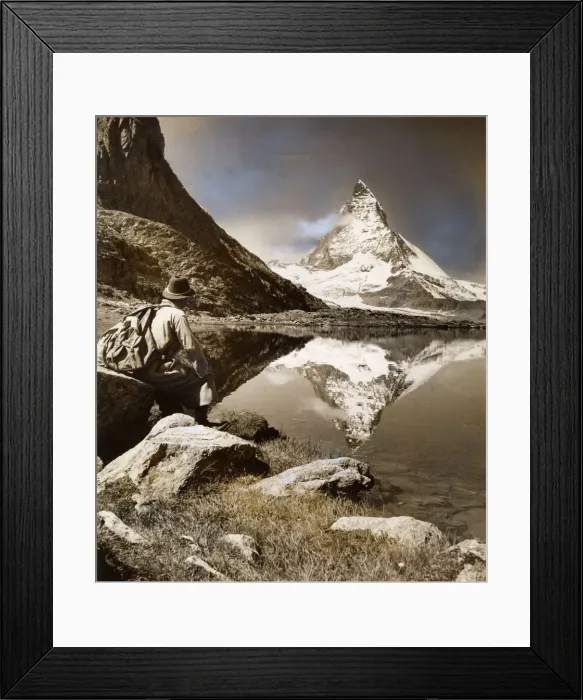 Framed Print : View of Matterhorn from lake at foot of Riffelhorn, Zermatt Framed Print : View of Matterhorn from lake at foot of Riffelhorn, Zermatt
