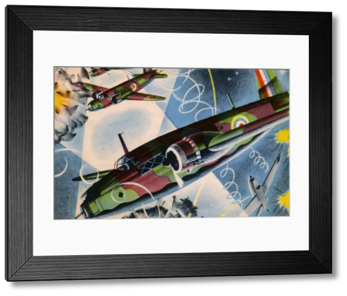Framed Print : WW2 - RAF Bombing raid over Germany - stylised image Framed Print : WW2 - RAF Bombing raid over Germany - stylised image