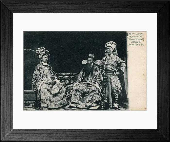 Framed Print : China, Hong Kong, Local Actors representing a Council of War Framed Print : China, Hong Kong, Local Actors representing a Council of War