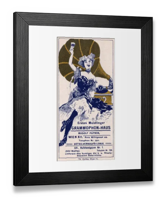 Framed Print : Advertising for a Gramophone Shop in Vienna, Austria Framed Print : Advertising for a Gramophone Shop in Vienna, Austria