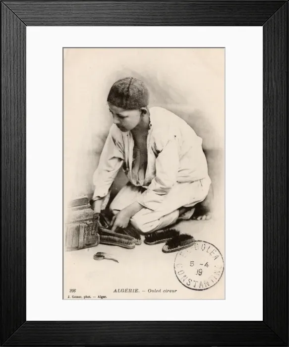 Framed Print : Algeria - A Young Ouled Bootblack Framed Print : Algeria - A Young Ouled Bootblack