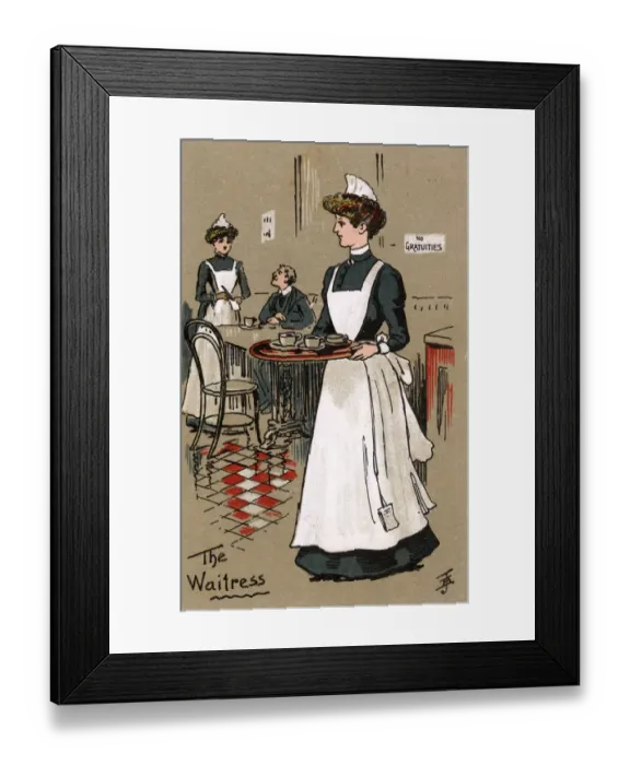 Framed Print : A British Waitress in a restaurant or teahouse Framed Print : A British Waitress in a restaurant or teahouse