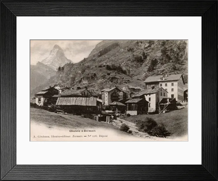 Framed Print : Houses at Zermatt, Switzerland with view of Matterhorn Framed Print : Houses at Zermatt, Switzerland with view of Matterhorn