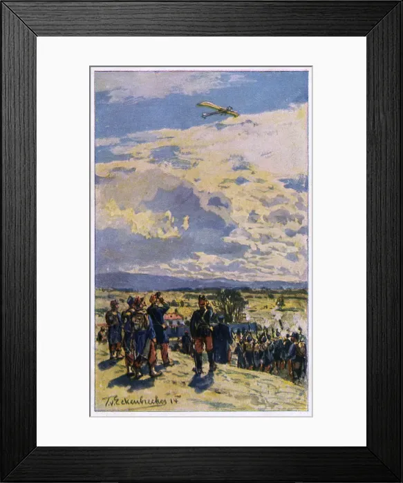 Framed Print : WW1 - French soldiers firing (in vain) toward a German Taube Framed Print : WW1 - French soldiers firing (in vain) toward a German Taube