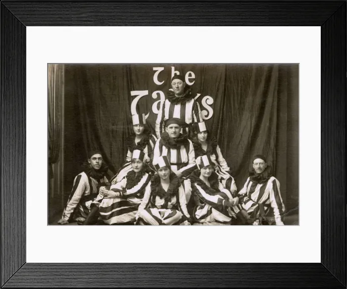 Framed Print : UK Entertainment Troupe, The Tanks, Striped Pierrot Costumes Framed Print : UK Entertainment Troupe, The Tanks, Striped Pierrot Costumes