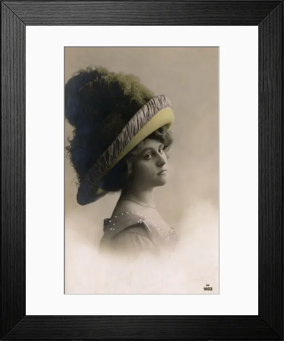 Framed Print : Fashionable Style - Massive hat with feather adornment Framed Print : Fashionable Style - Massive hat with feather adornment