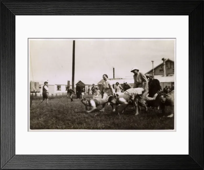 Framed Print : Wheelbarrow Race at a British Holiday Camp Framed Print : Wheelbarrow Race at a British Holiday Camp