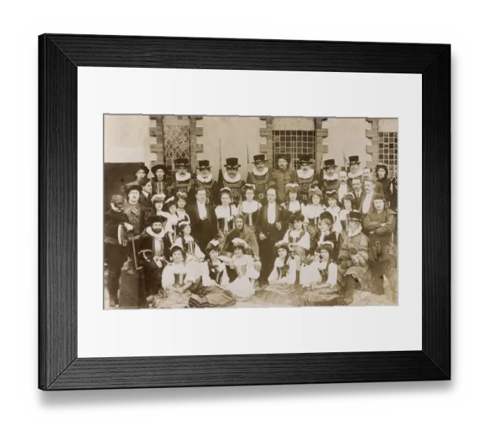 Framed Print : Amateur theatrical Company presenting a historical review Framed Print : Amateur theatrical Company presenting a historical review