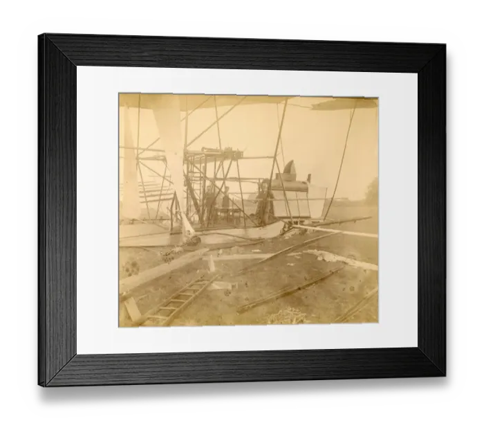 Framed Print : Wreck of Sir Hiram Maxim?s steam-driven aeroplane. Note? Framed Print : Wreck of Sir Hiram Maxim?s steam-driven aeroplane. Note?