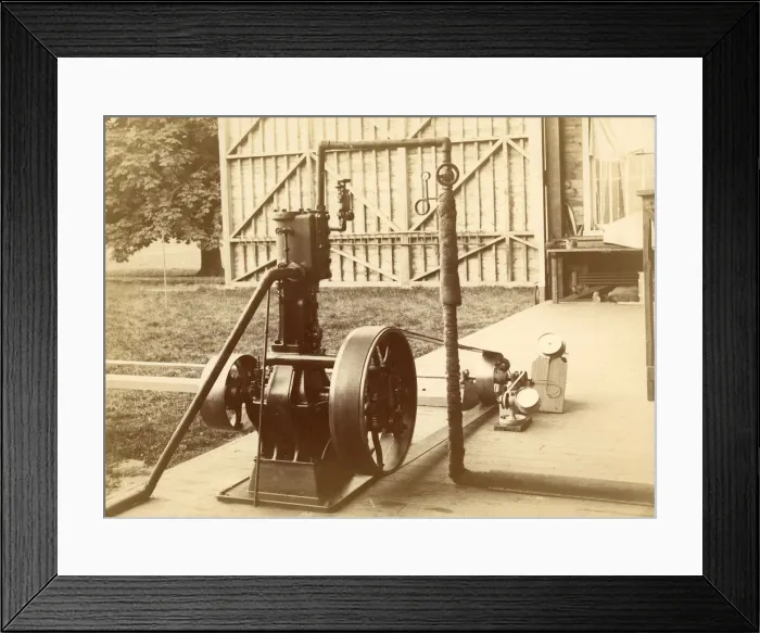 Framed Print : The steam engine for driving the whirling table in the ? Framed Print : The steam engine for driving the whirling table in the ?