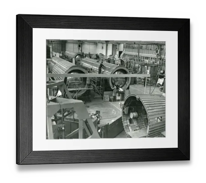 Framed Print : Blue Streak assembly line at de Havilland?s factory Framed Print : Blue Streak assembly line at de Havilland?s factory