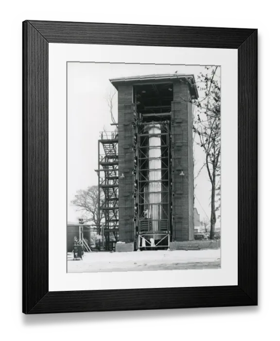 Framed Print : Blue Streak first stage in test tower at de Havilland?s fact Framed Print : Blue Streak first stage in test tower at de Havilland?s fact