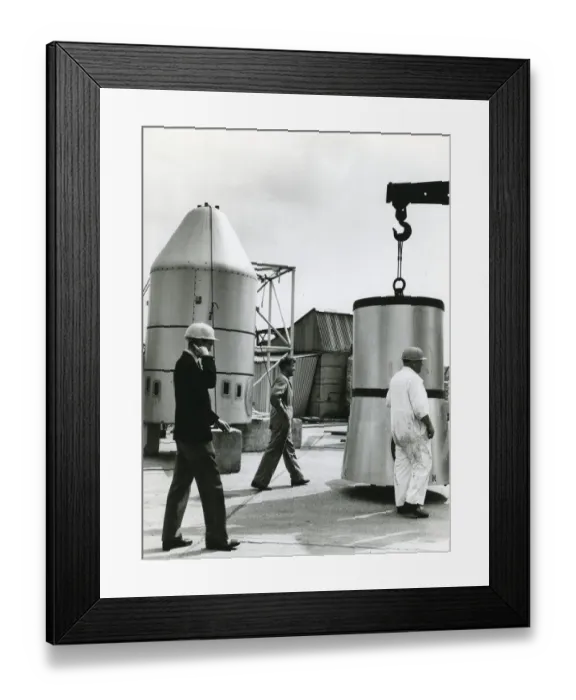 Framed Print : Blue Streak satellite adaptor section lifted before assembly Framed Print : Blue Streak satellite adaptor section lifted before assembly