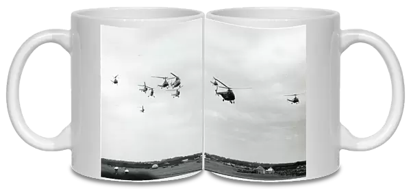 A mixed formation of Westland helicopters