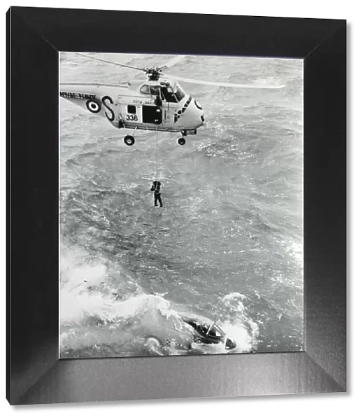 A Westland Whirlwind during a rescue attempt at sea in 1963