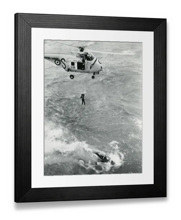 Framed Print : A Westland Whirlwind during a rescue attempt at sea in 1963