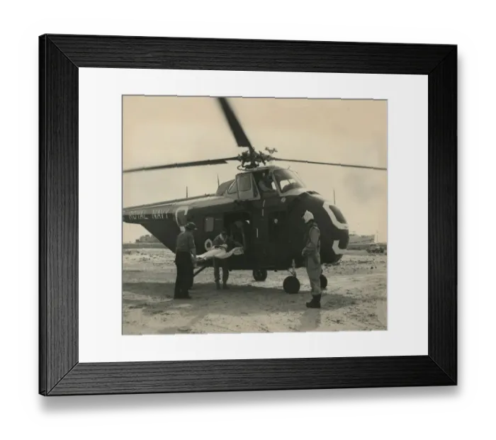 Framed Print : Westland Whirlwind evacuates a wounded Egyptian - Port Said