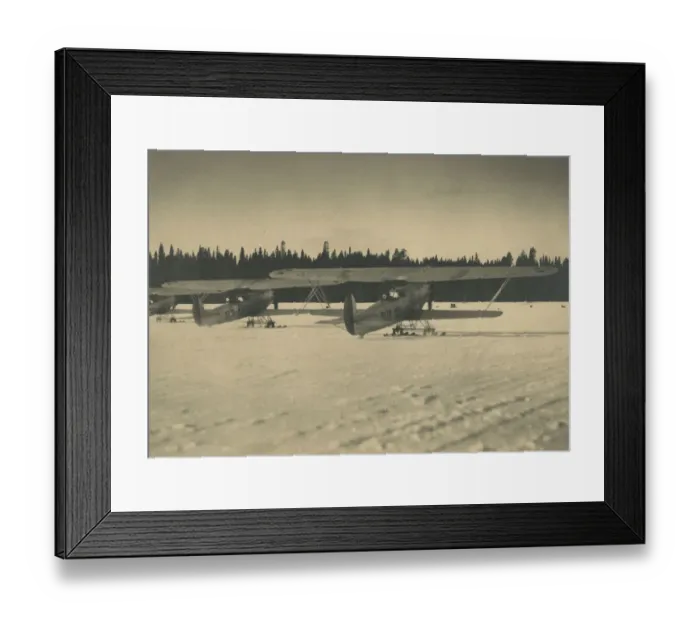 Framed Print : Ski-equipped Fokker CV-Es of the Swedish Air Force 4th Corps