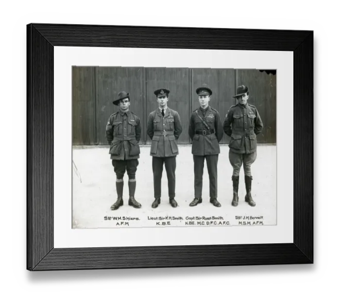 Framed Print : Sgt W. H. Shiers, AFM; Lt Sir Keith M. Smith, KBE and others Framed Print : Sgt W. H. Shiers, AFM; Lt Sir Keith M. Smith, KBE and others