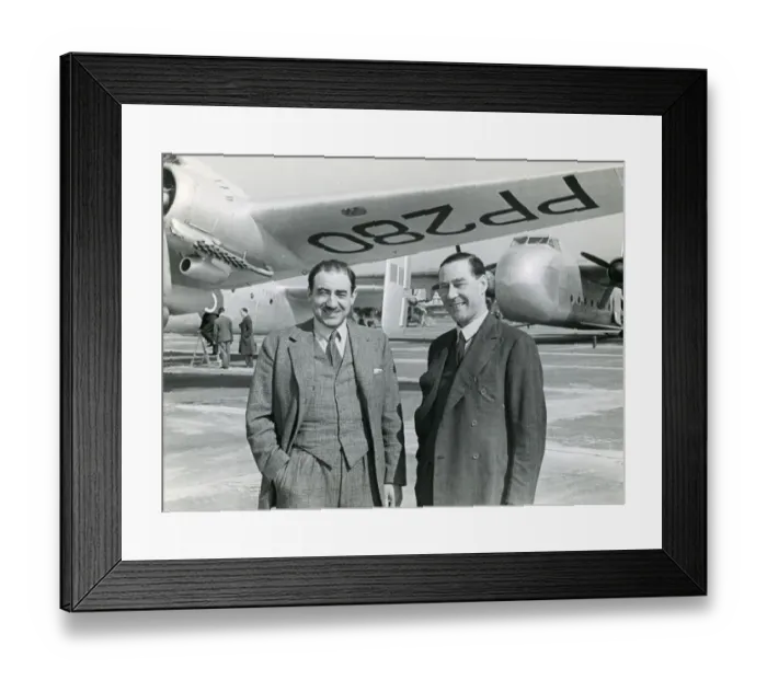 Framed Print : Mr Marsh, Handley Page test pilot (?), left, and Arthur? Framed Print : Mr Marsh, Handley Page test pilot (?), left, and Arthur?
