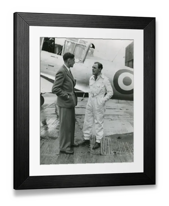 Framed Print : Boulton Paul Chief Test Pilot, A. E. Gunn, with his assistant