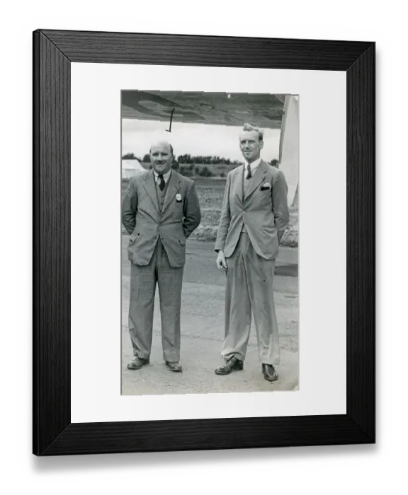 Framed Print : P. J. Field Richards, Avro test pilot, left, and W. G. N. ? Framed Print : P. J. Field Richards, Avro test pilot, left, and W. G. N. ?