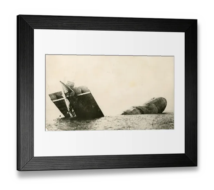 Framed Print : Zeppelin L15 (LZ48) foundering in Knock Deep, 12 April 1916 Framed Print : Zeppelin L15 (LZ48) foundering in Knock Deep, 12 April 1916