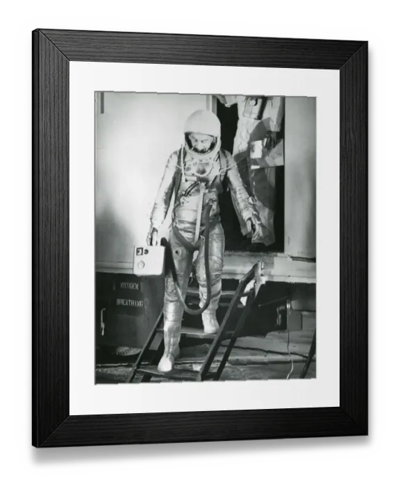 Framed Print : Astronaut Virgil ?Gus? Grissom steps down from the van ?