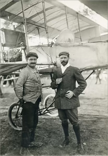Henry Farman, 1874-1958, alongside the Voisin-Farman Ibis