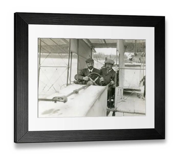 Framed Print : Henry Farman, 1874-1958, left, and Ernest Archdeacon in? Framed Print : Henry Farman, 1874-1958, left, and Ernest Archdeacon in?
