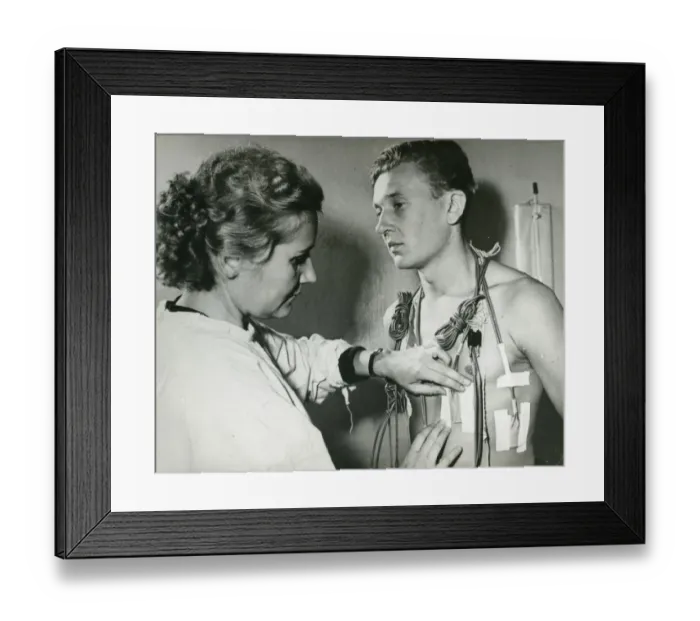 Framed Print : Z. A. Arapova, left, a senior laboratory assistant in a ? Framed Print : Z. A. Arapova, left, a senior laboratory assistant in a ?