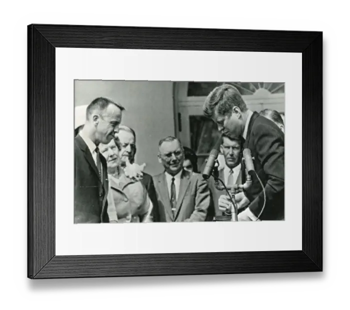 Framed Print : President John F. Kennedy has a National Aeronautics an? Framed Print : President John F. Kennedy has a National Aeronautics an?
