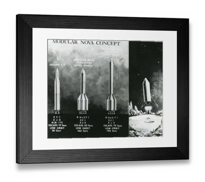 Framed Print : An infographic dated 26 May 1961 of NASA?s proposed Nov? Framed Print : An infographic dated 26 May 1961 of NASA?s proposed Nov?