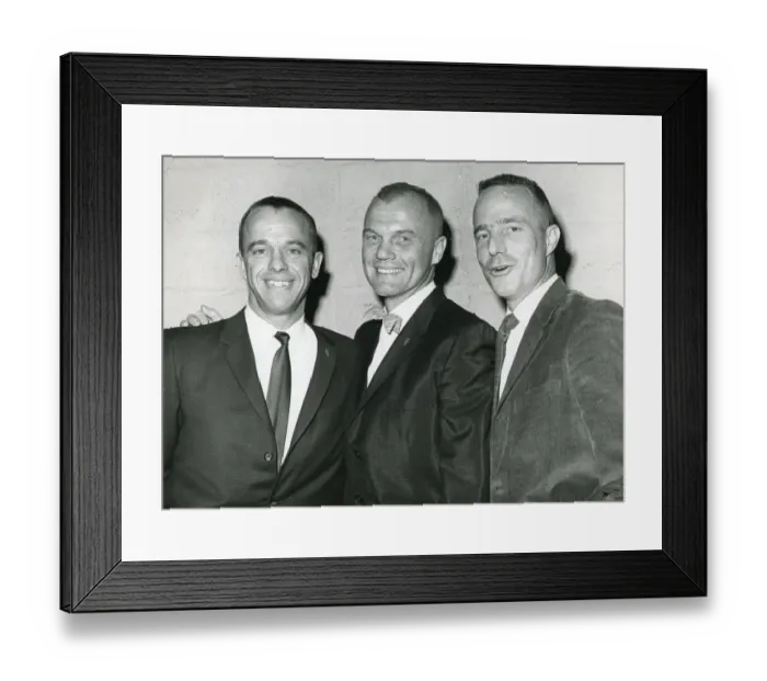 Framed Print : From left: Alan Shepard Jnr, John Glenn and Malcolm Sco? Framed Print : From left: Alan Shepard Jnr, John Glenn and Malcolm Sco?