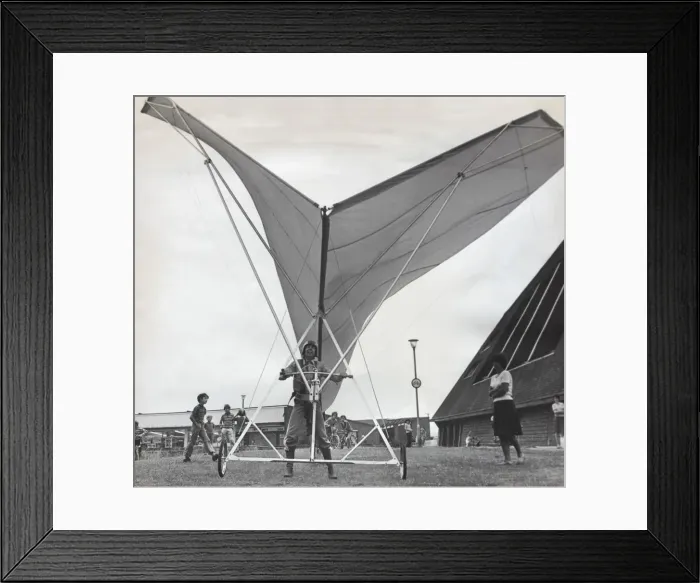 Framed Print : John Lampert (Age 33) with His Man Powered Flexible Mamb? Framed Print : John Lampert (Age 33) with His Man Powered Flexible Mamb?