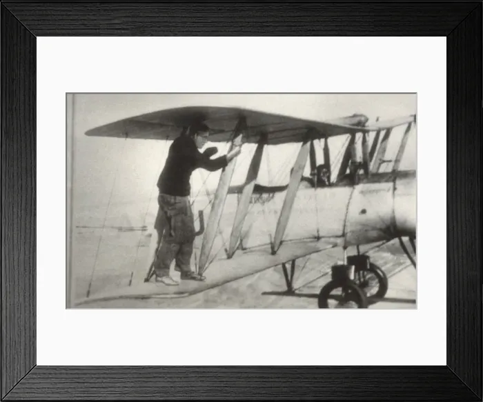 Framed Print : Avro 504K. Wing-Walking by Mr M N Hearn on an Avro 504K During a National Framed Print : Avro 504K. Wing-Walking by Mr M N Hearn on an Avro 504K During a National