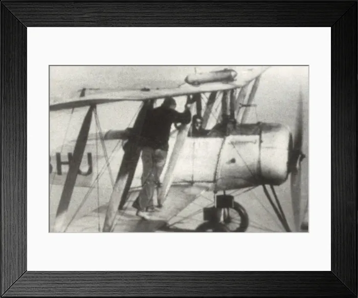 Framed Print : Avro 504K. Wing-Walking by Mr M N Hearn on an Avro 504K During a National Framed Print : Avro 504K. Wing-Walking by Mr M N Hearn on an Avro 504K During a National