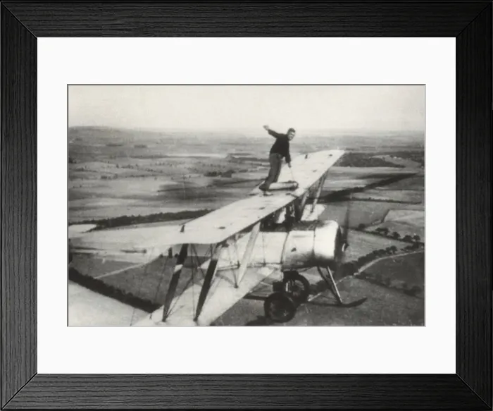 Framed Print : Avro 504K. Wing-Walking by Mr M N Hearn on an Avro 504K During a National Framed Print : Avro 504K. Wing-Walking by Mr M N Hearn on an Avro 504K During a National