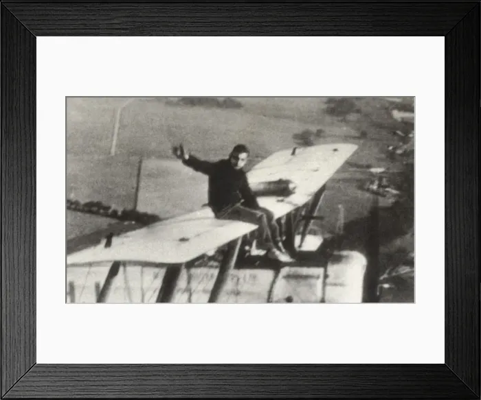 Framed Print : Avro 504K. Wing-Walking by Mr M N Hearn on an Avro 504K During a National Framed Print : Avro 504K. Wing-Walking by Mr M N Hearn on an Avro 504K During a National
