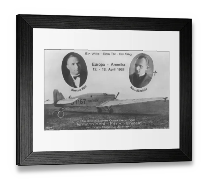 Framed Print : Junkers F. Hermann Koehl and Guenther Von Huenefeld Made Along with Major Framed Print : Junkers F. Hermann Koehl and Guenther Von Huenefeld Made Along with Major