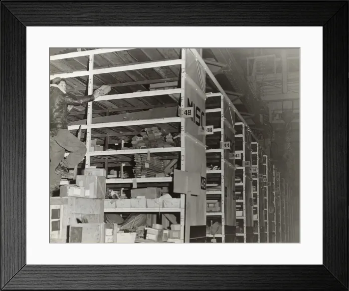 Framed Print : An Airman in a Sheepskin Jacket Climbing a Ladder in a W? Framed Print : An Airman in a Sheepskin Jacket Climbing a Ladder in a W?
