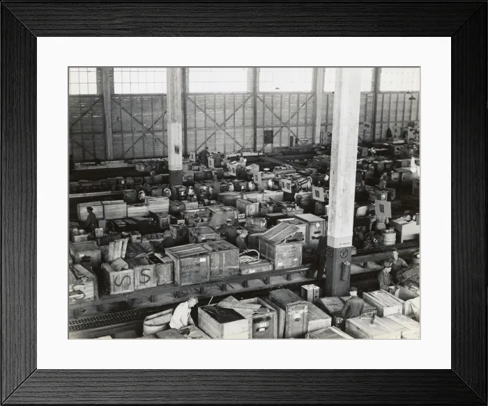 Framed Print : Airmen and German Men with Wooden Crates at the Headquar? Framed Print : Airmen and German Men with Wooden Crates at the Headquar?