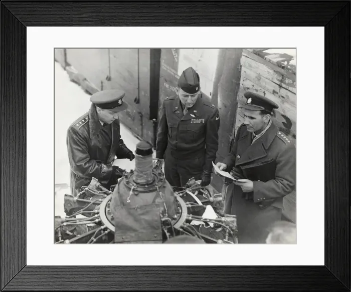 Framed Print : Two Czechoslavakian Officers and a USAF Officer Inspect ? Framed Print : Two Czechoslavakian Officers and a USAF Officer Inspect ?